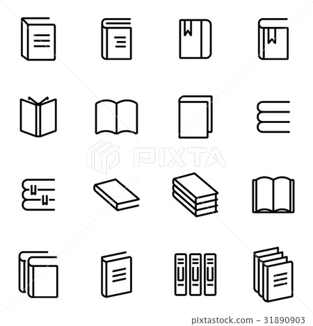Vector line book icon set - Stock Illustration [31890903] - PIXTA