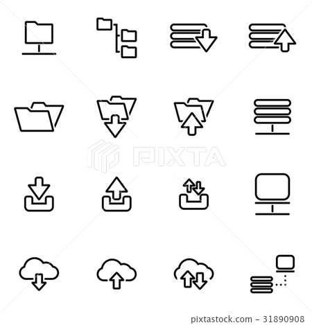 Vector line ftp icon set Vector line ftp icon set 31890908