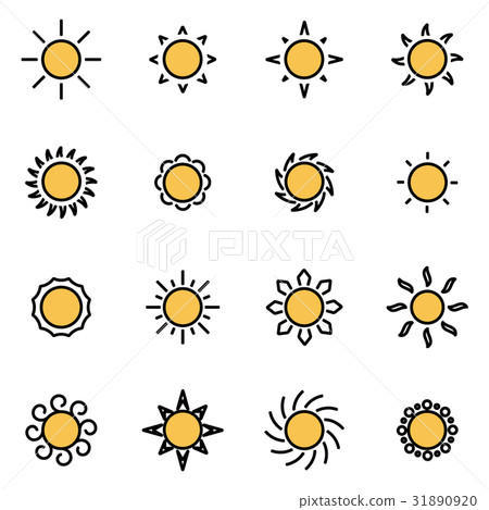 Vector line sun icon set Vector line sun icon set 31890920