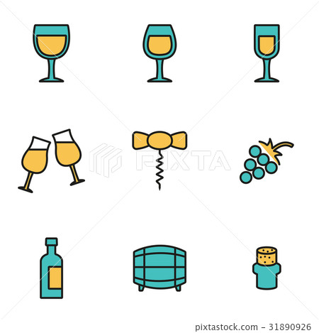 Vector line wine icon set - Stock Illustration [31890926] - PIXTA