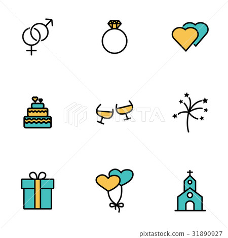 Vector line wedding icon set - Stock Illustration [31890927] - PIXTA