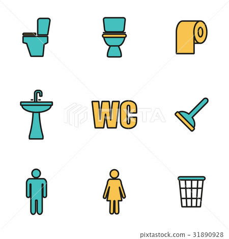 Vector line toilet icon set - Stock Illustration [31890928] - PIXTA