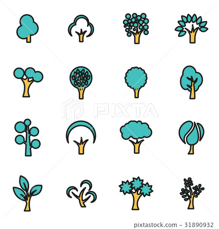 Vector line trees icon set - Stock Illustration [31890932] - PIXTA