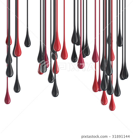 3D red and black glossy paint drop blobs 31891144