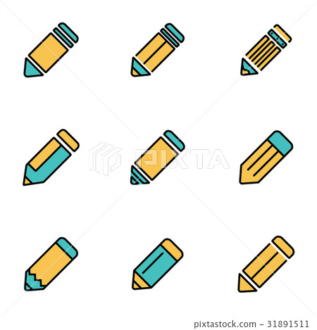 Vector line pencil icon set - Stock Illustration [31891511] - PIXTA