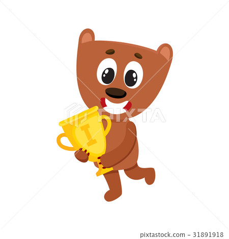 Cute little teddy bear character, champion holding Cute little teddy bear character, champion holding 31891918