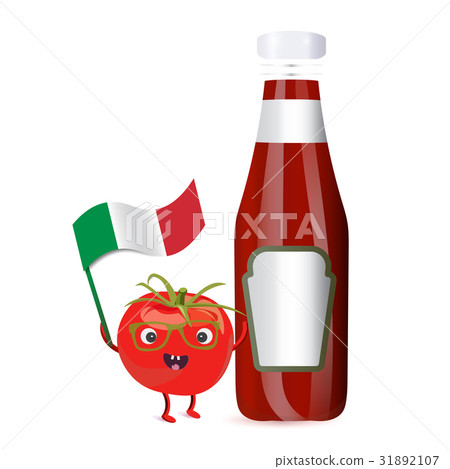 Tomato Character and Tomato Sauce Bottle mockup. Tomato Character and Tomato Sauce Bottle mockup. 31892107