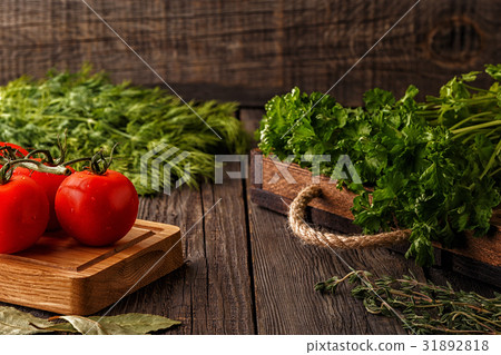 Vegetables, herbs, spices background. Vegetables, herbs, spices background. 31892818