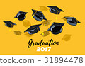 Vector illustration of black graduate caps 31894478