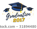Vector illustration of black graduate caps 31894480