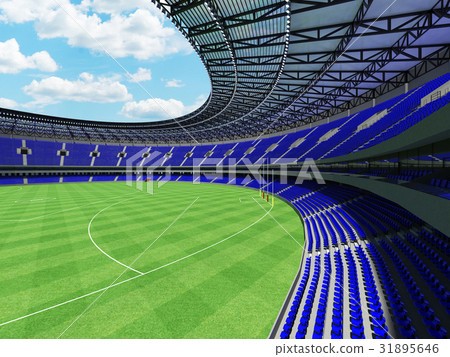 Australian rules football stadium with blue seats 31895646