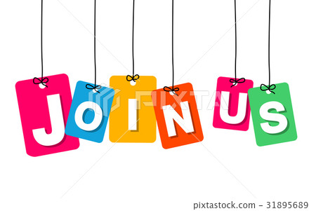 Vector colorful hanging cardboard. Tags - join us Vector colorful hanging cardboard. Tags - join us 31895689