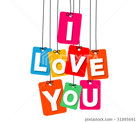 Vector hanging cardboard. Tags - i love you Vector hanging cardboard. Tags - i love you 31895691