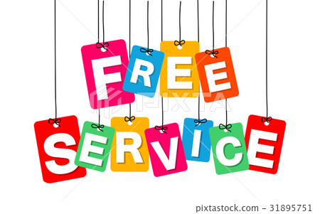 Vector hanging cardboard. Tags - free service - Stock Illustration ...