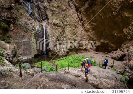 Barranco del Infierno waterfall and small lake Barranco del Infierno waterfall and small lake 31896704