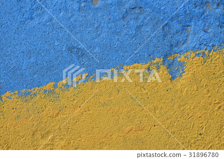 Blue and yellow painted concrete wall texture Blue and yellow painted concrete wall texture 31896780