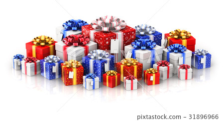 Heap of gift or present boxes with ribbons 31896966