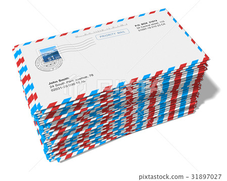 Stack of paper mail letters - Stock Illustration [31897027] - PIXTA