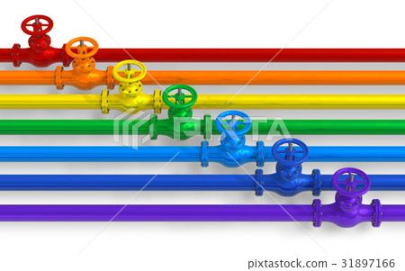 Rainbow pipelines with valves 31897166