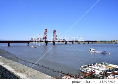 Chikugo River Rift Bridge Bridge Sunny 31897202
