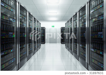 Server room in datacenter-插圖素材 [31897631] - PIXTA圖庫