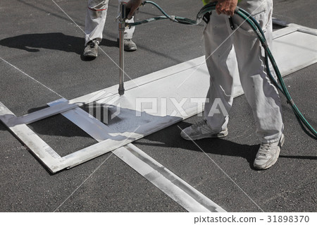 Crosswalk repairing and painting Crosswalk repairing and painting 31898370