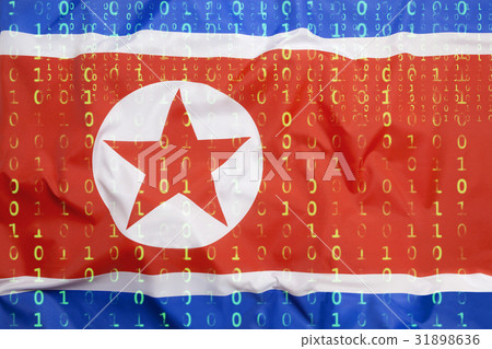 Binary code with North Korea flag, data protection 31898636