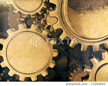 Golden gears abstract background.3D rendering. - Stock Illustration ...