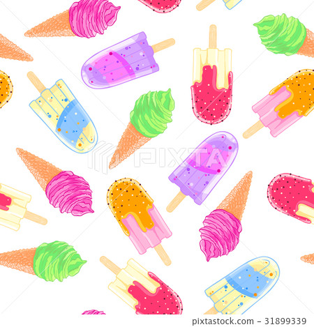 Seamless pattern with colorful ice cream cone and Seamless pattern with colorful ice cream cone and 31899339