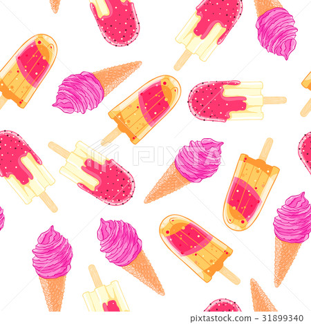 Seamless pattern with colorful ice cream cone and Seamless pattern with colorful ice cream cone and 31899340