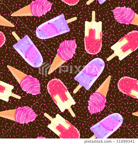 Seamless pattern with colorful ice cream cone and Seamless pattern with colorful ice cream cone and 31899341