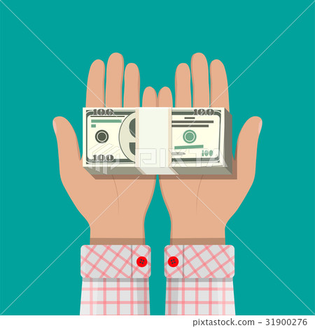 Stack of dollar banknotes in hands. Stack of dollar banknotes in hands. 31900276