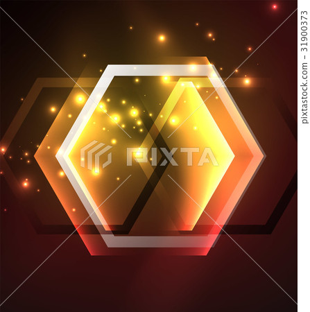Techno glowing glass hexagons vector background 31900373