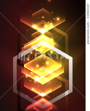 Techno glowing glass hexagons vector background Techno glowing glass hexagons vector background 31900387