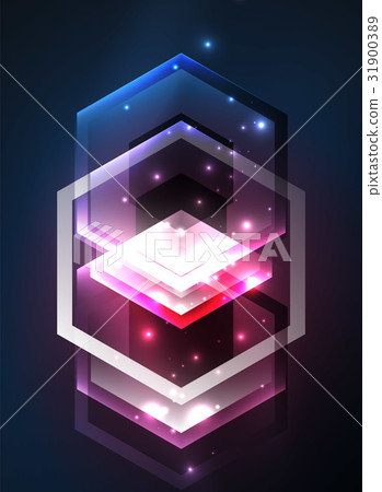 Techno glowing glass hexagons vector background Techno glowing glass hexagons vector background 31900389