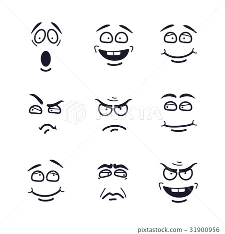 Vector cartoon faces with expressions. Emotion set 31900956