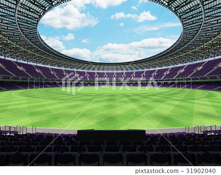 Australian rules football arena with purple seats 31902040