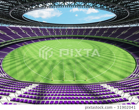 Australian rules football arena with purple seats 31902041