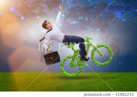 Green bycycle in environmentally friendly Green bycycle in environmentally friendly 31902232