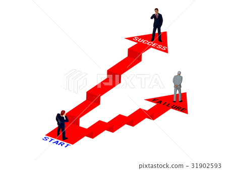 Failure and success Two stairways and businessmen 31902593