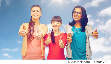 international happy women showing thumbs up 31905769