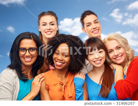 international group of happy women hugging international group of happy women hugging 31906207