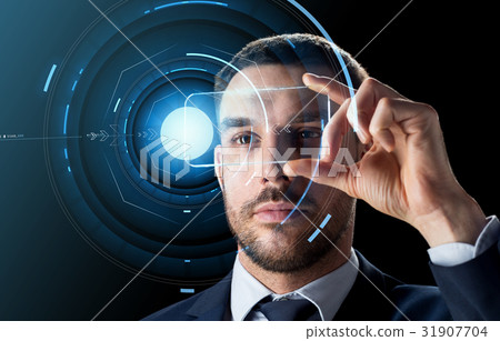businessman with transparent smartphone businessman with transparent smartphone 31907704