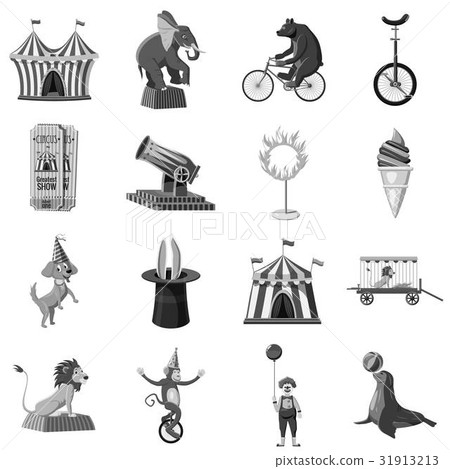 Circus symbols icons set monochrome 31913213