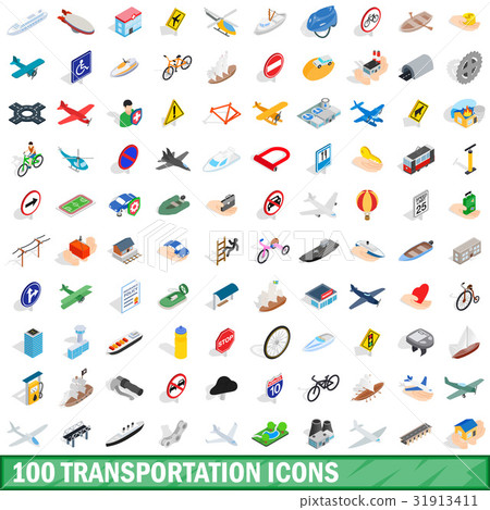 100 transportation icons set, isometric 3d style 100 transportation icons set, isometric 3d style 31913411