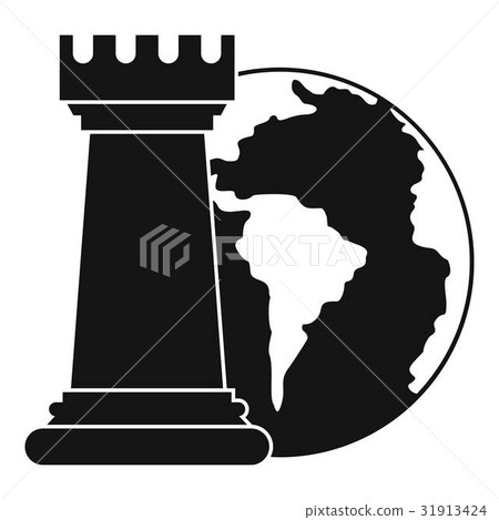 World planet and chess rook icon, simple style World planet and chess rook icon, simple style 31913424