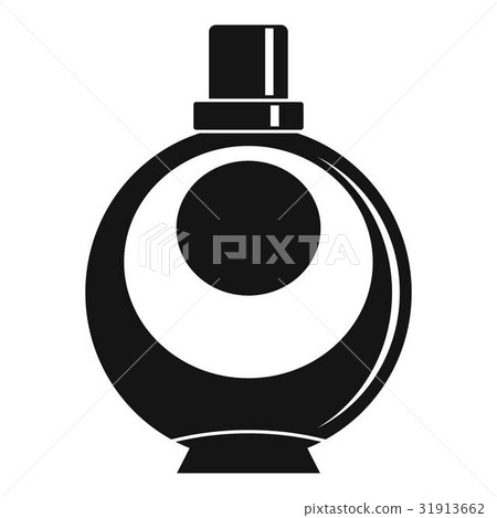 Elegant woman perfume round glass bottle icon - Stock Illustration ...