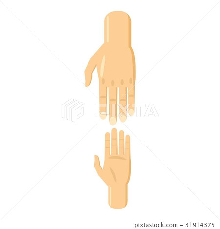 Arms of child and adult stretching towards icon 31914375