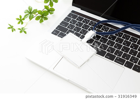 Personal computer and employee ID card Personal computer and employee ID card 31916349