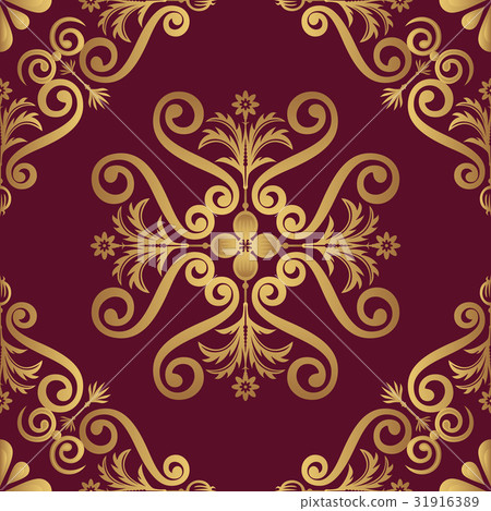 Ornamental pattern design in golden color Ornamental pattern design in golden color 31916389